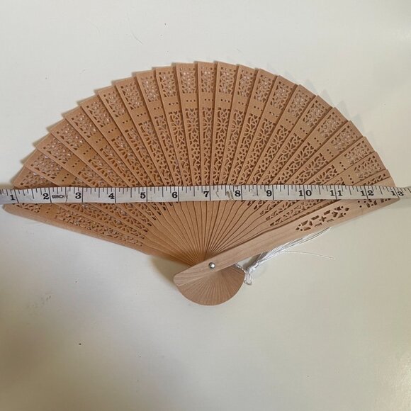 Laser-Cut Wooden Hand Fan with Tassel - Picture 8 of 8